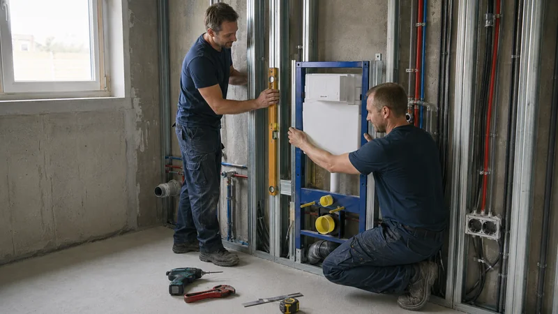 Montage eines WC-Vorwandelements als Grundlage für ein barrierefreies Bad