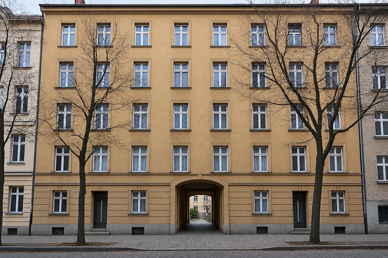 Badsanierung Aken: altes Mietshaus mit Tordurchfahrt